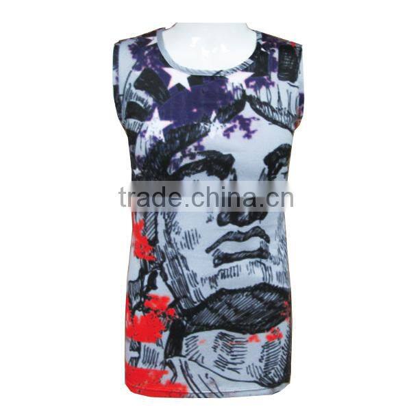 wholesale 100% polyester full printed mens gym singlets workout tank tops , custom made mens gym clothing , mens gym wear