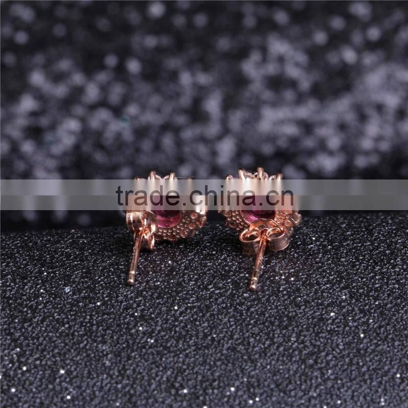 factory wholesale silver gemstone jewellery set 18K gold plating 925 silver natural pink topaz earrings pendant necklace set