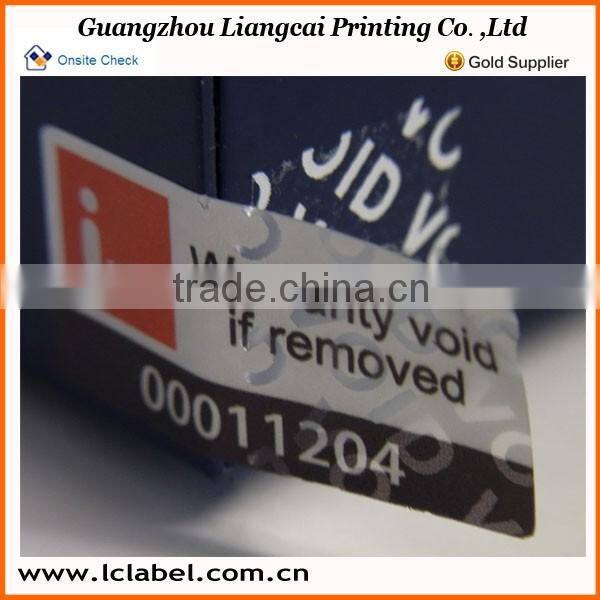 Sheet packaging sticker paper printed void logo sticker