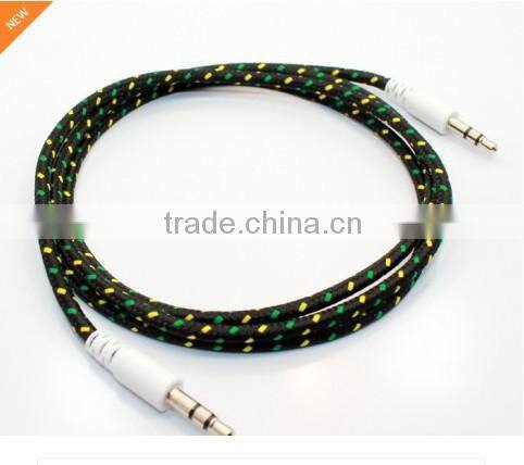 New Universal Braided Fabric 3.5mm to 3.5mm Car Audio AUX Cable for Iphone Ipod Headphone Mp3 Mp4