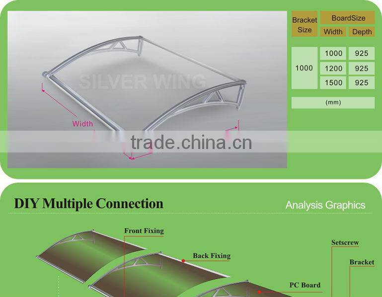 Euro-design door canopy with water gutter