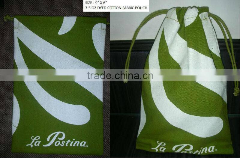 Dyed cotton fabric pouch