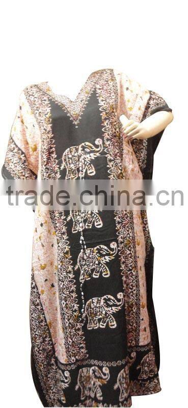 RTCF-7 Elephant Print African Latest Design Rayon Fabric long Evening Dress Ladies Caftan / Kaftans From Jaipur India Mix Lot