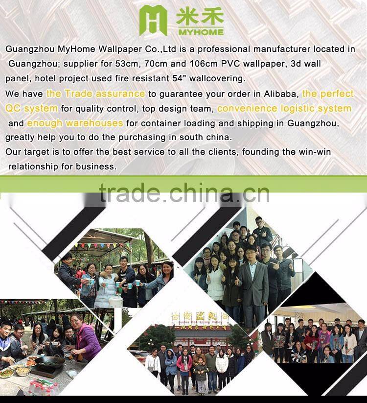 Good sale pvc waterproof colorful 3d design wallpaper