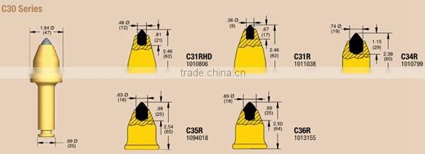 C21 C31round shank trencher cutter bits bullet teeth tungsten carbide trenching conical picks