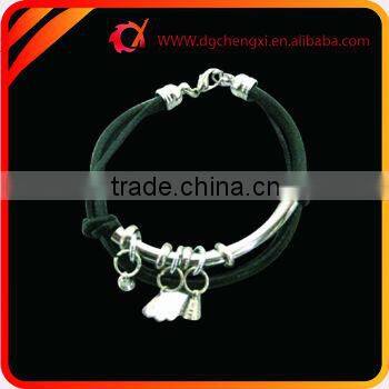 Cool Design Handmade Black Leather Bracelet