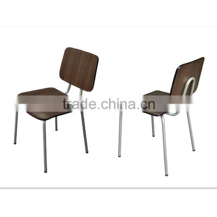 Stackable wooden and metal frame dining chair HPL/Laminate seat and frame in powder coating
