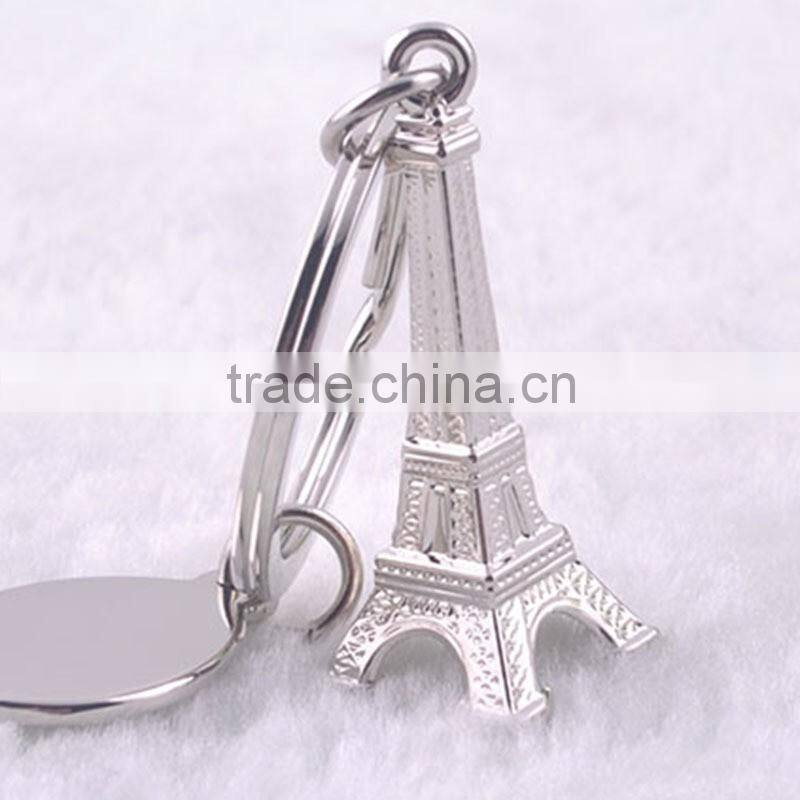 Beautiful Keychain New Design Eiffel Tower With Polished Disc Double Charms Keyring Fashion Keychain For Women