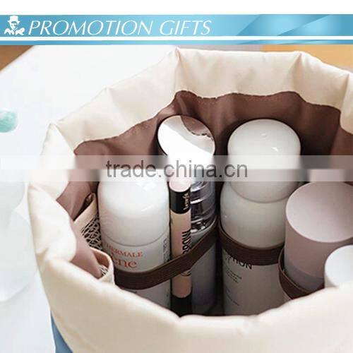 Custom polyester cylinder cosmetic makeup bag