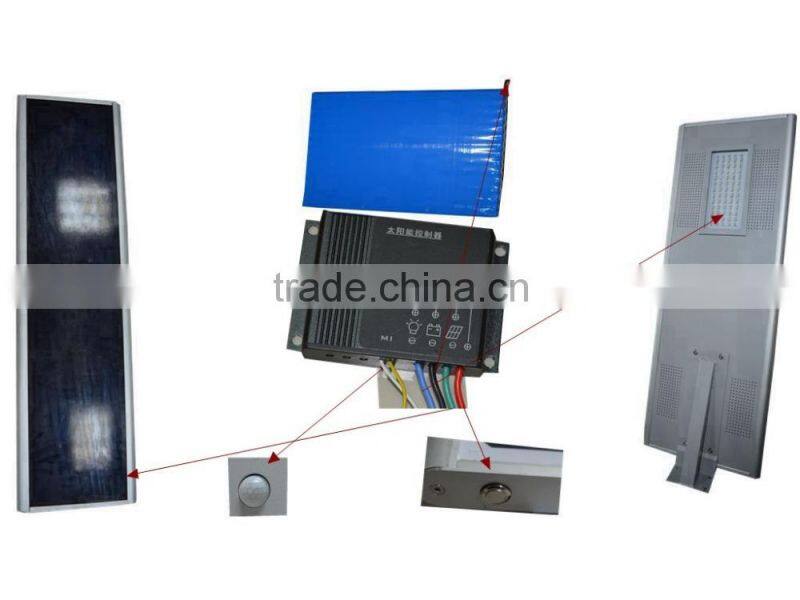 2016 New products all in one solar street light 15w-100 w solar intergrated lighting with sensor