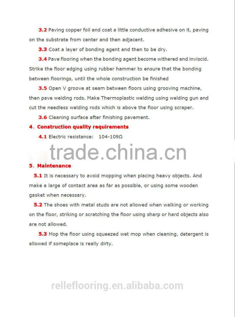 antistatic conductive pvc vinyl flooring