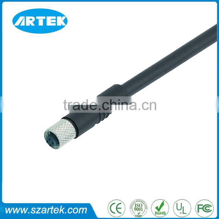 90 degree 4pin female m5 molded waterproof connector cable