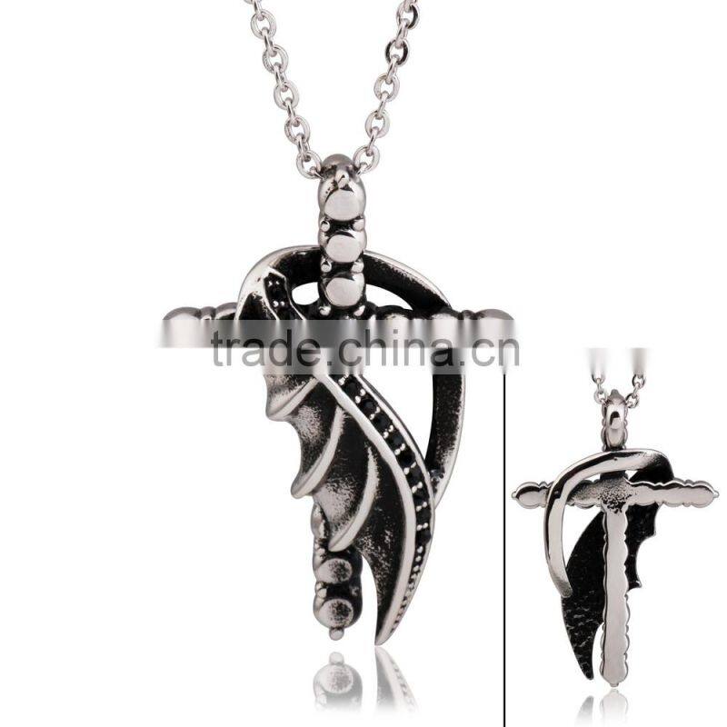 Fashion Stock Stainless Steel Crystal Pendant With Cross Design FP50027