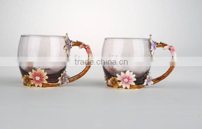 popular daisy design pewter enamel water cup roro brand