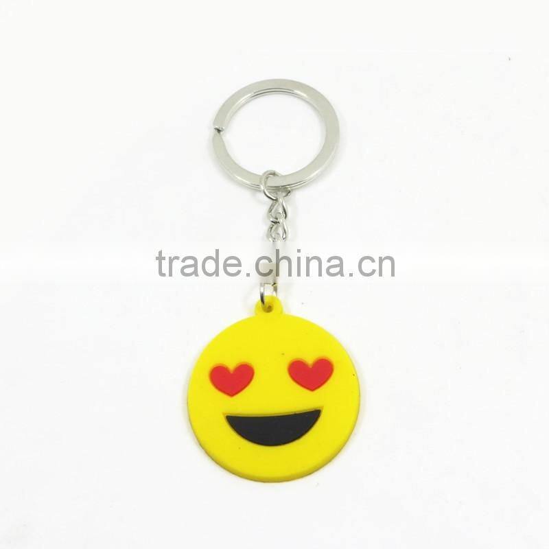 Custom smiley face keychain/ promotional soft PVC keychain/ advertising key ring