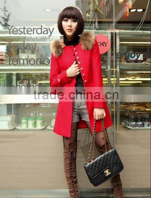 2015 Autumn Winter Warm Elegant Coat Fur Collar OEM Price Sexy Beautiful Latest Coat Designs For Women