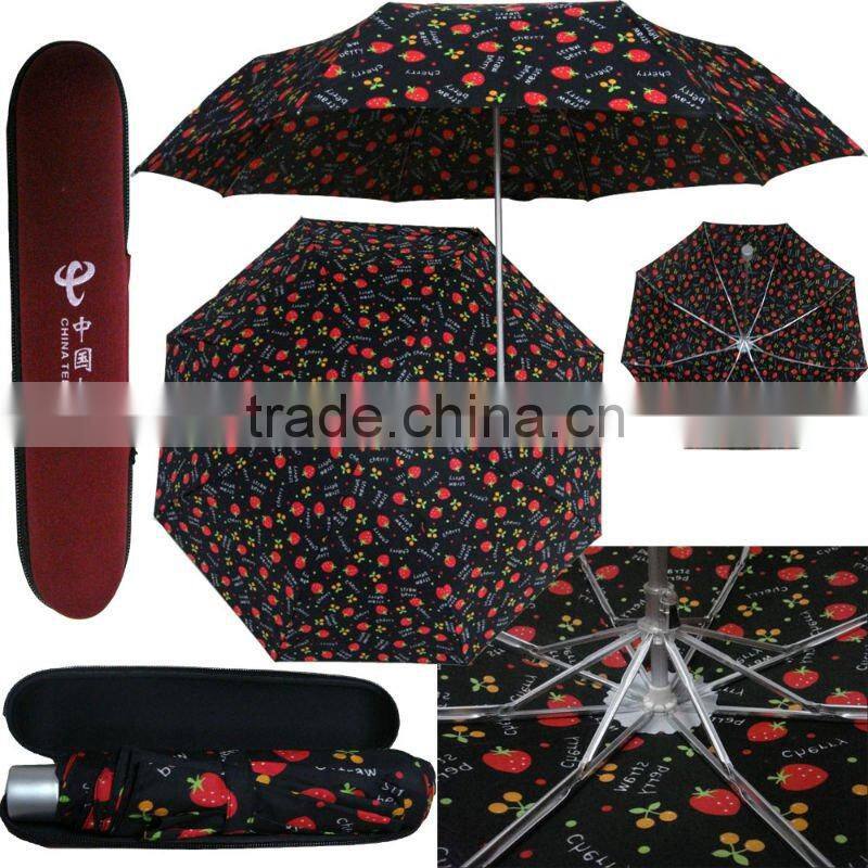 red 3 folding super mini lady fancy design umbrella