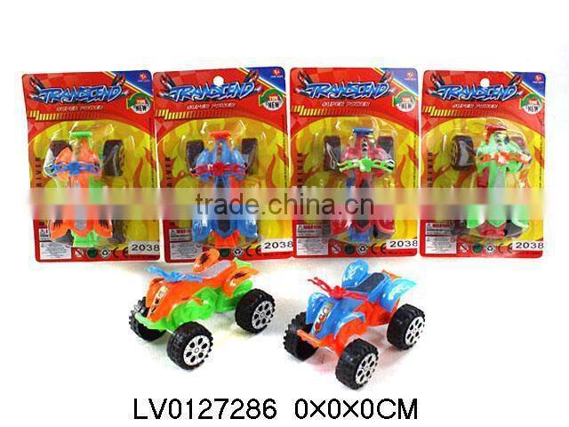 Plastic pull back motorcycle with people