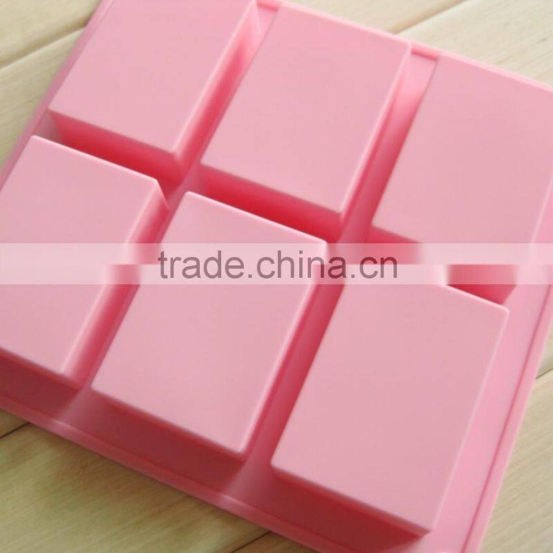 food grade 6 cavitiy 8x5.5x2.5cm 110g soap nonstick rectangle silicone forms for soap making