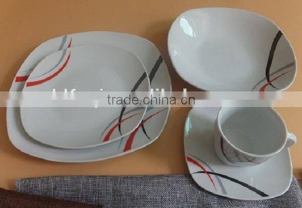 Ceramic dinnerware with simple design for Hotel porcelain dinnerware item square porcelain crockery dinner sets