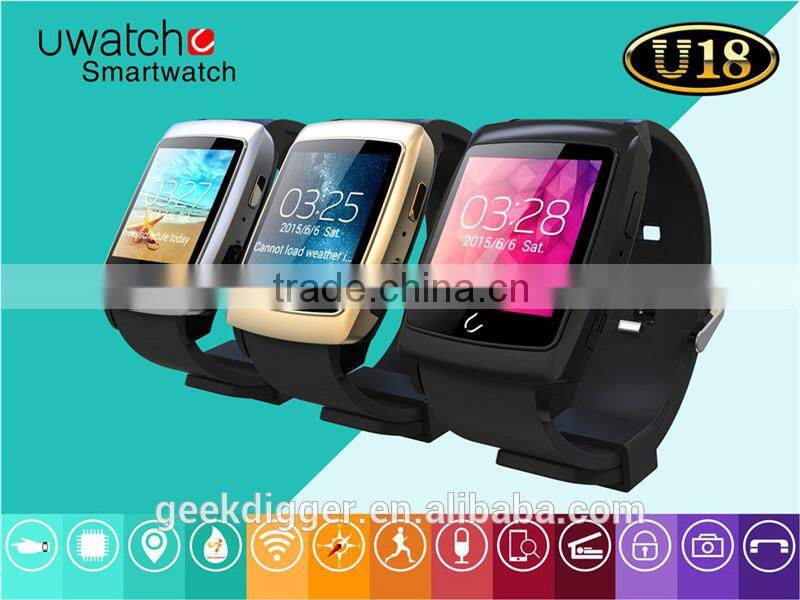 Newest Uwatch U18 Android 4.4 Dual core MTK6571 Smart Watches Bluetooth WIFI GPS Pedometer Sleep Monitoring Compass watch