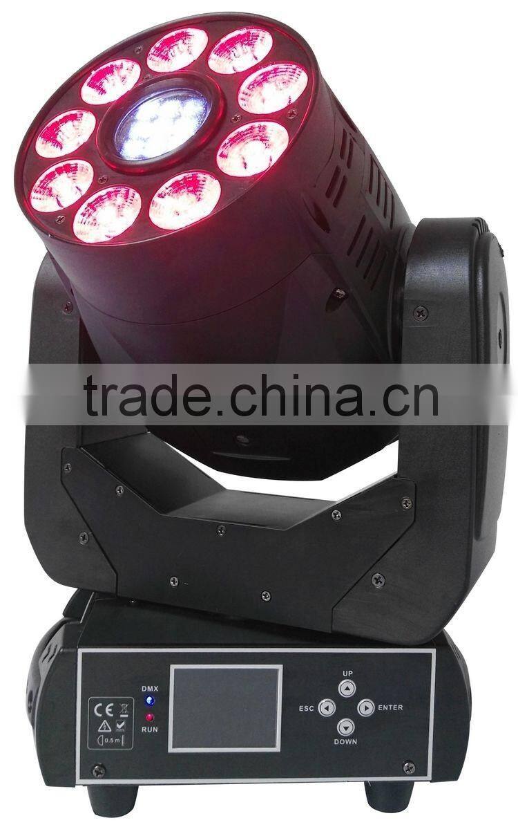 3-facet Prism Pro Wedding Stage DJ Light 9pcs 18W RGBWA+UV 6IN1 Wash Spot Combine 75W LED Moving Head