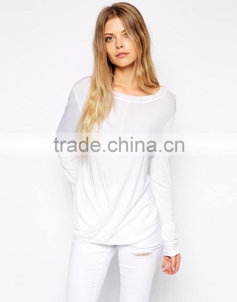 OEM Service New Fashion Lady Clothes Blank Shirt Long Sleeves Women Sweater Latest Casual Shirt Design