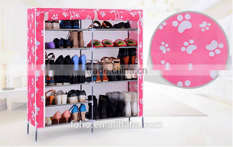 multilayer metal shoe rack with purple fabric, put all kinds of shoes,folding combination shoe rack designs for home