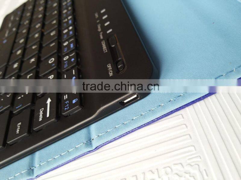 Blue universal wireless buletooth keyboard for Android,IOS,windows tablets,bluetooth leather case keyboard