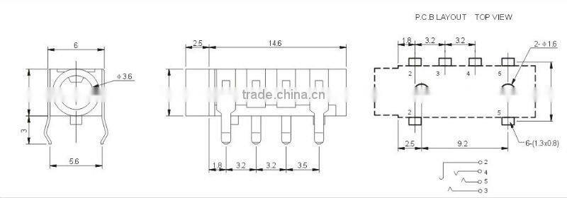 3.5mm female phone jack PJ-3519-H