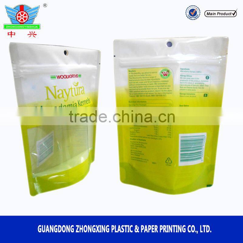Food grade plastic Organic quinoa packaging bag with clear window