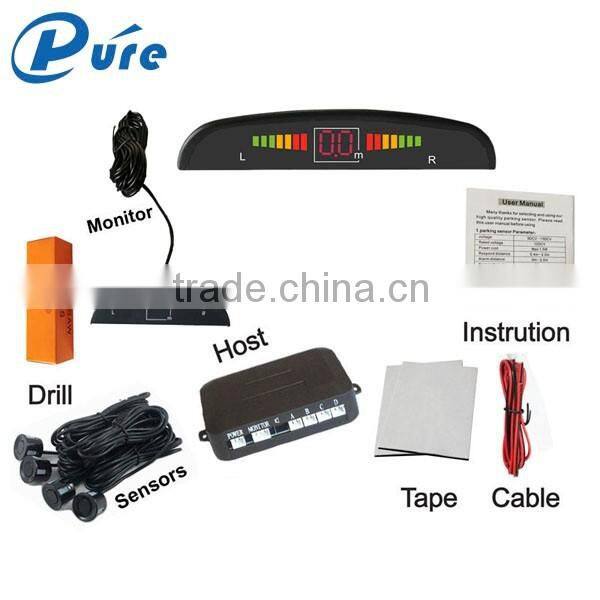 LED numeral and color display car parking sensor assist system without reverse camera with 4 sensors