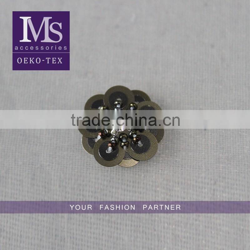 2016 fashion organza flowers lace beaded collar, embroidery beades neckline for garment