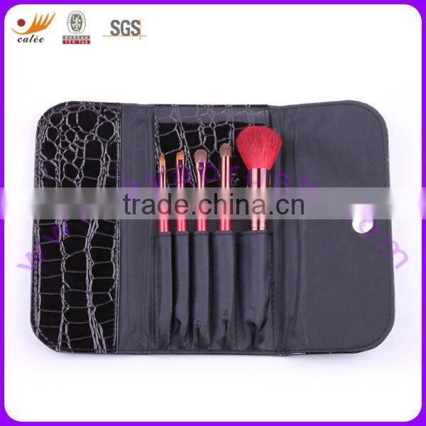 Mini Cosmetic Brush Set with Wooden Handle and Aluminium Ferrule