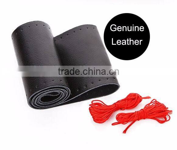 Car Truck Leather Steering Wheel Cover With Needles and Black Thread DIY