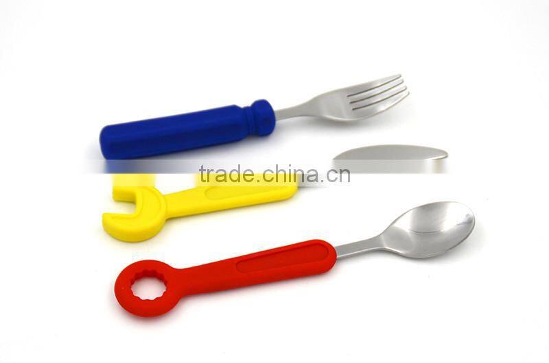 safe colorful stainless steel baby cutlery set