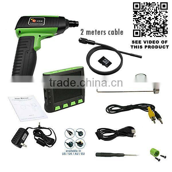 Wireless / Wired 3.5" TFT LCD Video Inspection Snake Scope Borescope Endoscope Camera 2M Cable with 9mm Diameter Slim Camera