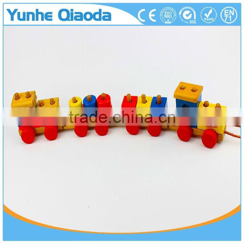colorful Wood stocking Train Toys Geometric Building Blocks Education Gift