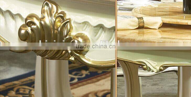 European Style Fashionable Dining Room Set, Palace Royal Wooden Round Dining Table and Chairs Set (BF01-ML022)