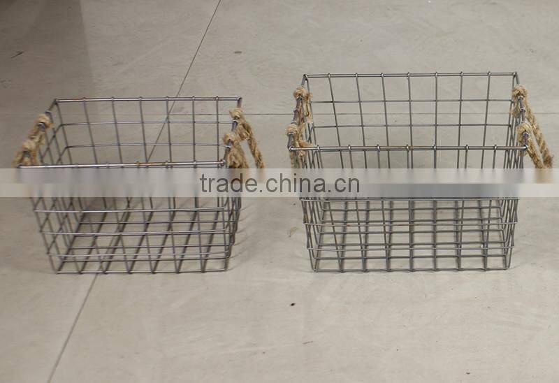 Mini Rectangular Wire Mesh Utility Basket with Side Handles