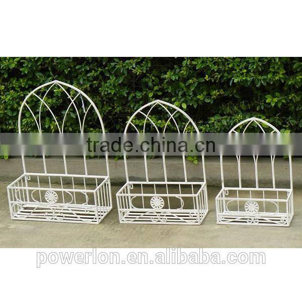 POWERLON Vintage wrought iron S/3 wall planter holder home and garden furniture