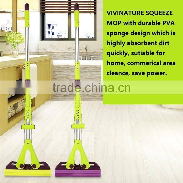PVA Sponge twist cleaning Mop with Super Absorbent Sponge Head stick