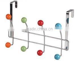 8 Hook Over the Door Rack Hanger for Hanging Clothes Coat Hat Belt Metal With Beads