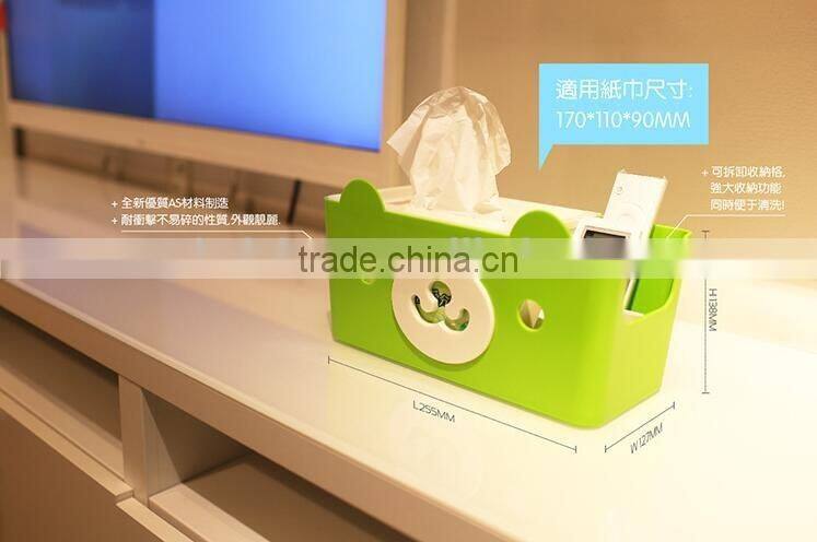 CY059 Multi-functional 4 colors Tissue Box Cute Bear Paper Holder With Storage Grid