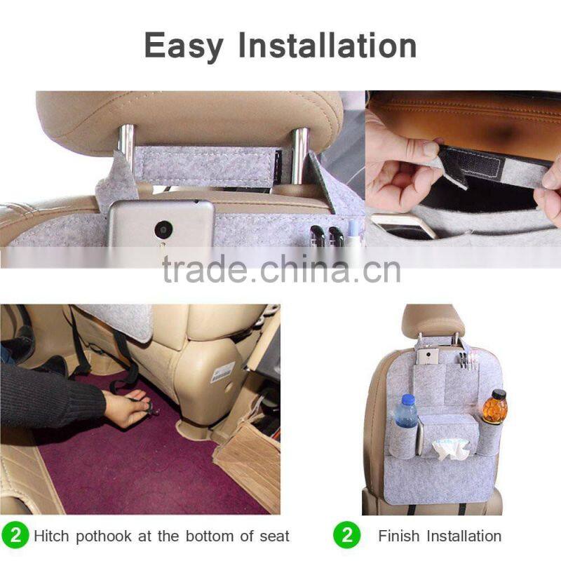 Promotion gift Car Accessories Felt Seat Back Storage Bag Multi-function Some Pockets