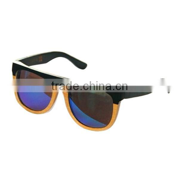 Wholesale 100% bamboo black fashion wood sunglasses accept logo printed