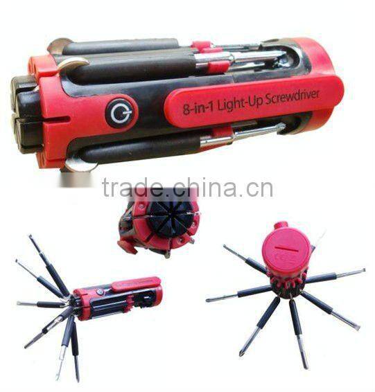NEW 8 in 1 TORCH LIGHT 6 LED SCREWDRIVER SET KIT