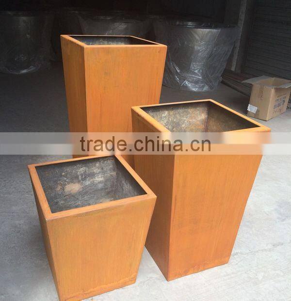 FO-9C02 Square Type Corten Steel flower pot for decor