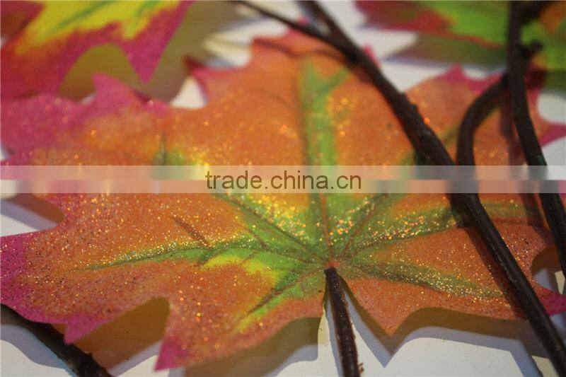 shinning artificial maple leaves fabric leaf branch
