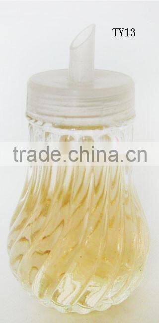 mini clear cylinder glass cruet bottle with spout